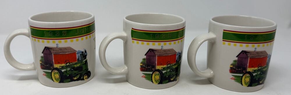 Gibson Licensed Product John Deere Mug Red Barn Green Model B Tractor Set of 3